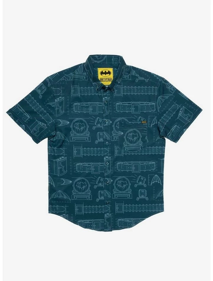 Flash Sale 🔔 RSVLTS DC Comics Batman "Batprints" KUNUFLEX Short Sleeve 👚 Shirt 🔔
