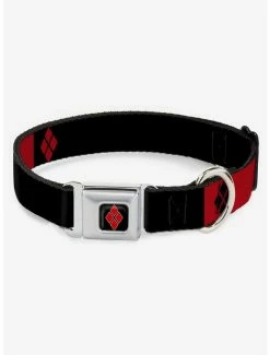 Top 10 🌟 DC Comics Harley Quinn Diamonds Black Red White Seatbelt Buckle 🦮 Dog Collar 😍