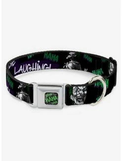 Cheap 😍 DC Comics The Joker Die Laughing Seatbelt Buckle 🐕 Dog Collar 💯