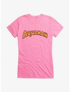 Discount 😀 DC Comics Aquaman Vintage Silver Age Logo 👧 Girls T-Shirt 😉