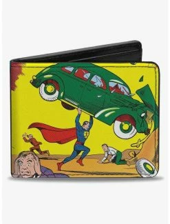 Hot Sale 👏 DC Comics Classic Action Comics Issue 1 Superman Lifting Car Cover Pose Bifold Wallet 🌟