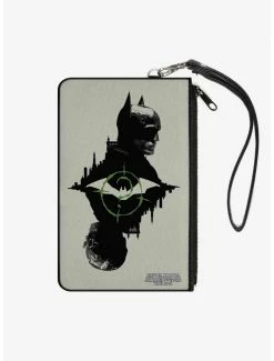 Hot Sale ✔️ DC Comics The Batman Movie Batman and Riddler Poses and Logos Cityscape Canvas Zip Clutch Wallet ❤️