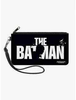 New ⌛ DC Comics The Batman Movie Batman Silhouette Title Canvas Zip Clutch Wallet 🤩