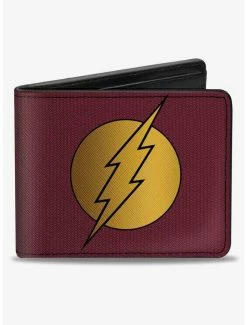 Coupon ✨ DC Comics Flash Logo12 Mesh Lattice Burgundy Bifold Wallet 😉