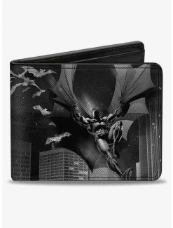 New ๐ฅฐ DC Comics Batman Beauty of Flight Action Pose Bats Skyline Bifold Wallet โ๏ธ