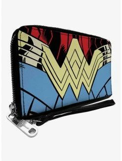 Best Pirce 😀 DC Comics Wonder 👩 Woman 1984 WW Belt Logo Close Up Zip Around Wallet 🎉