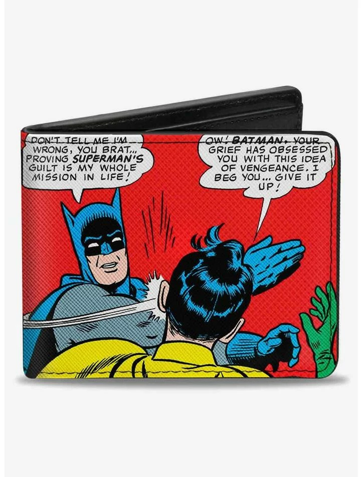 Hot Sale โญ DC Comics Batman Slapping Robin Scene Halftone Bifold Wallet โ