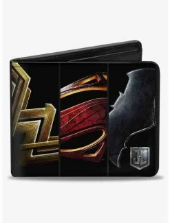 New 🥰 DC Comics Justice League 2017 6 Superhero Icon Blocks Bifold Wallet ⌛