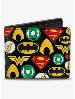 Flash Sale ✔️ DC Comics Justice League 6 Superhero Logos Collage Bifold Wallet 🌟