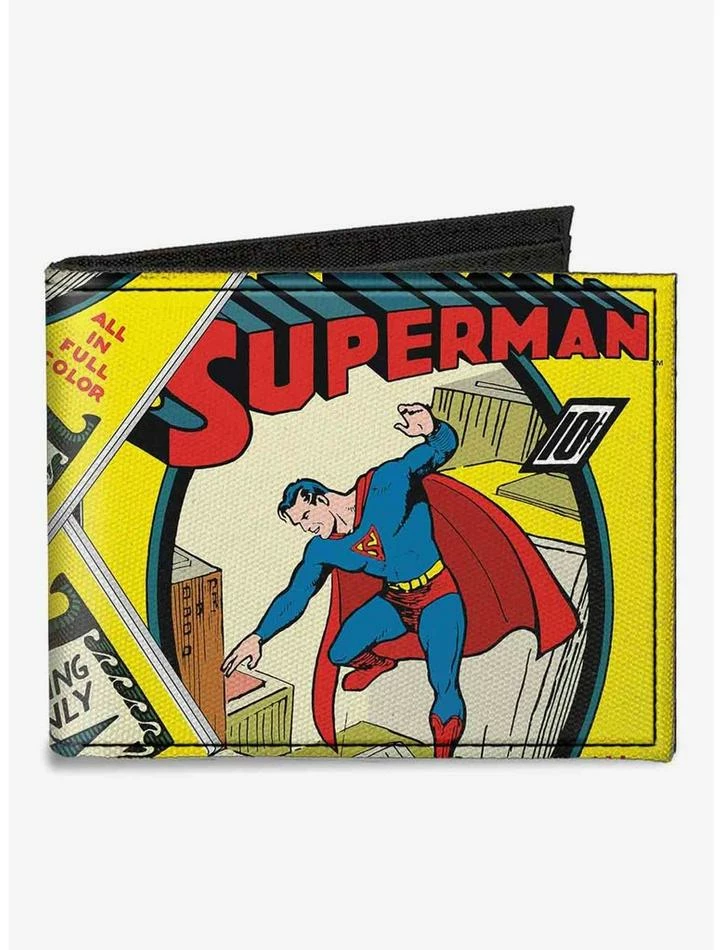 Best Pirce ๐ DC Comics Classic Superman 1 Flying Cover Pose Canvas Bifold Wallet ๐