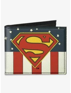 Best Sale ✨ DC Comics Superman Shield Americana Canvas Bifold Wallet 🤩