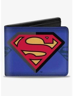 Outlet 🥰 DC Comics Superman Shield CenteShield Stripe Bifold Wallet ✔️