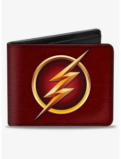 Flash Sale 😀 DC Comics The Flash Logo5 Burgundy Bifold Wallet 💯
